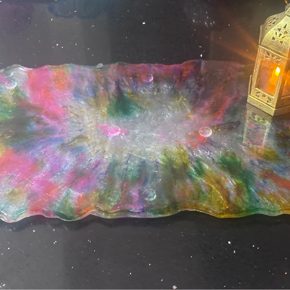 13.5” Long Epoxy Resin Art Tray. Tie Dye Rolling or Serving Tray. Vanity Tray. - Picture 10 of 11